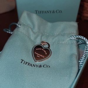 Please Return to Tiffany & Co. Silver Heart with Tiffany Blue Outline